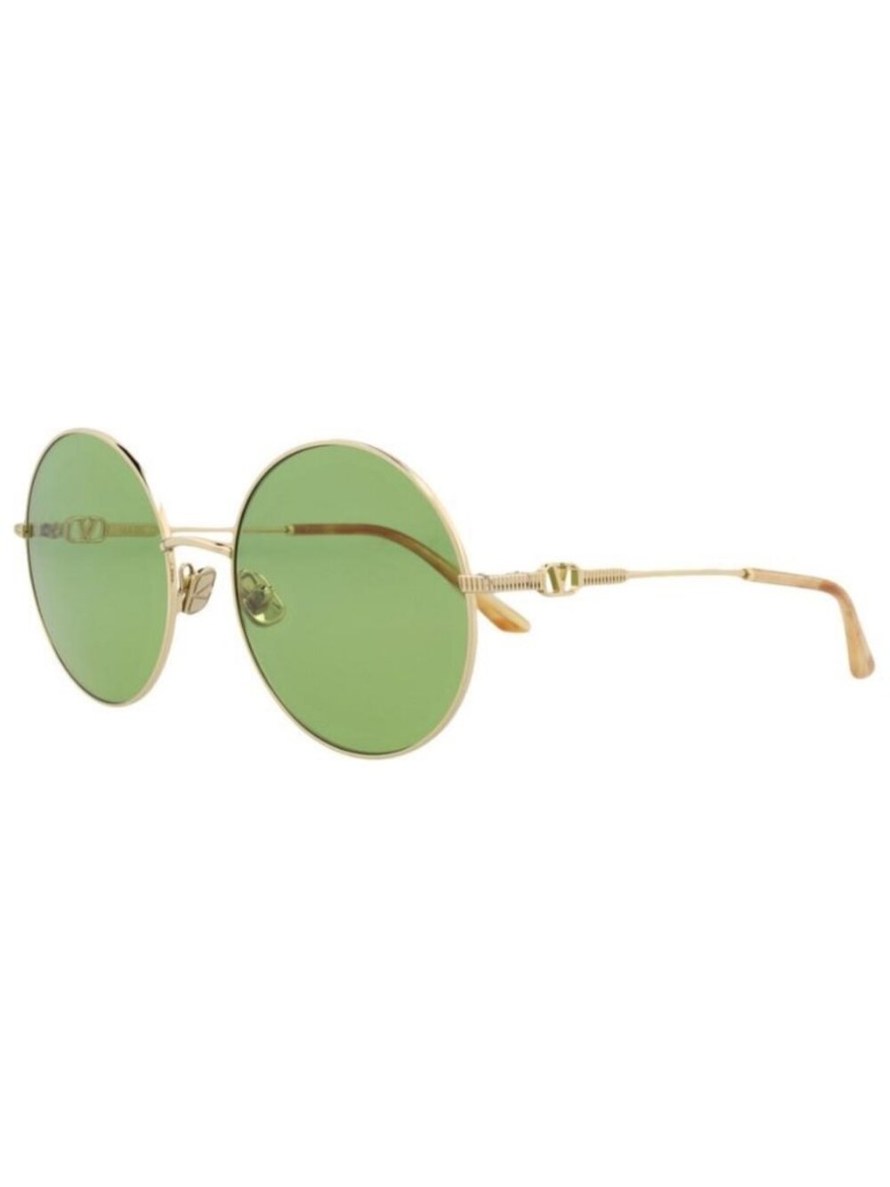 New Valentino Unisex Round/Oval Gold-Gold-Green Fashion Designer Sunglasses